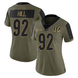 Limited B.J. Hill Women's Cincinnati Bengals 2021 Salute To Service Jersey - Olive