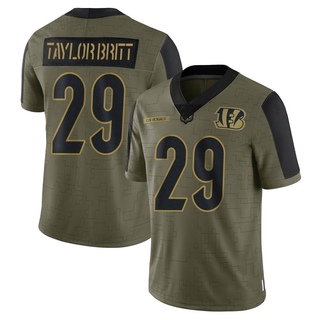 Limited Cam Taylor-Britt Men's Cincinnati Bengals 2021 Salute To Service Jersey - Olive
