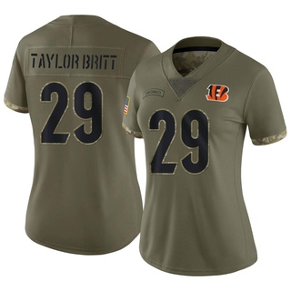Limited Cam Taylor-Britt Women's Cincinnati Bengals 2022 Salute To Service Jersey - Olive