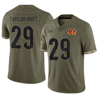 Limited Cam Taylor-Britt Youth Cincinnati Bengals 2022 Salute To Service Jersey - Olive