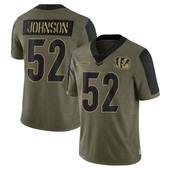 Limited Cedric Johnson Youth Cincinnati Bengals 2021 Salute To Service Jersey - Olive