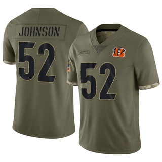 Limited Cedric Johnson Youth Cincinnati Bengals 2022 Salute To Service Jersey - Olive