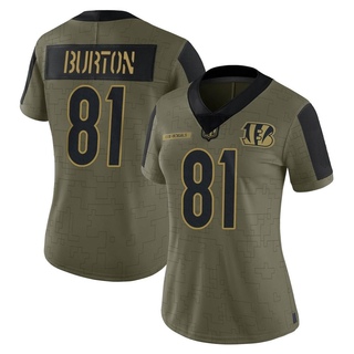 Limited Jermaine Burton Women's Cincinnati Bengals 2021 Salute To Service Jersey - Olive