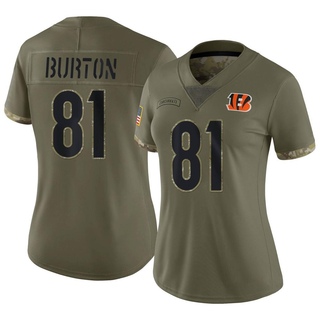 Limited Jermaine Burton Women's Cincinnati Bengals 2022 Salute To Service Jersey - Olive